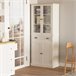 Alacena de Cocina MDF, Melamina de Madera, Vidrio HOMCOM Blanco