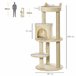 Árbol para Gatos Aglomerado de Madera, Felpa, Sisal PawHut Crema