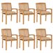 6 Sillas de jardín apilables de madera de teca con cojines Beige