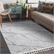 Alfombra SEVILLA Z791C mosaico Franjas Bereber marroquí Shaggy 200x290 Gris