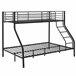 Litera de metal con escalera y colchones - para 3 personas 210x147 Negro