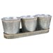 3 Cubos de metal y Bandeja Gris