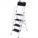 Escalera Plegable Metal, Acero HOMCOM Blanco/ Negro