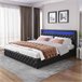 Cama de matrimonio de poliuretano con almacenaje 182x207 Blanco