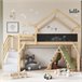 Cama alta cabaña infantil de madera de pino Cama alta cabaña infantil de madera de pino Natural/ Blanco