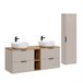 Conjunto mueble doble lavabo 2 nichos y columna Adriel 140 Beige