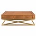 Mesa centro rectangular piel y acero 2149 Camel