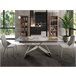 Mesa comedor extensible rectangular mármol porcelánico y acero color champagne Blanco/ Rojo