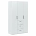 Armario ropero Lisa 3 Puertas 3 Cajones Color Blanco Brillo Blanco