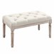 Taburete para Pie de Cama Poliéster, Espuma y Madera de Caucho Crudo