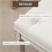 Taburete para Pie de Cama Poliéster, Espuma y Madera de Caucho Crudo