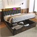 Cama de matrimonio de lino con almacenaje 166x222 Gris