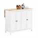 Aparador de Almacenamiento con Encimera Isla KNL10-WN SoBuy ES Blanco/ Madera