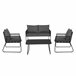 Set jardín con sofa 2 plazas 2 sillones y mesa de centro KELLY Gris Oscuro