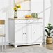 Aparador de Cocina MDF, Madera de Caucho HOMCOM 101 Blanco