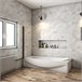 Mampara de Bañera Abatible,Vidrio Templado 6mm,Altura 140cm Blanco/ Gris