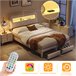 Cama con luces LED, puertos USB, puerto Tipo-C y cajones Cama con luces LED, puertos USB, puerto Tipo-C y cajones Beige