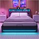 Cama, USB, Cama juvenil, LED Gris
