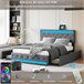 Cama doble, LED, USB, 4 cajones 162x210 Cama doble, LED, USB, 4 cajones 162x210 Gris