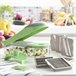 Cortador de Verduras, Rallador y Mandolina con Recetas y Accesorios 7 en 1 Gris