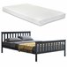 Cama Doble Hellnar de Pino - con Listones Colchón Reposacabezas 188x208 Gris Oscuro