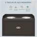 Comedero para Perros MDF, Acero Inoxidable PawHut Marron