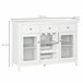 Aparador de Cocina MDF, Melamina de Madera, Vidrio Templado 120 Blanco
