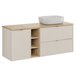 Conjunto muebles con lavabo 3 compartimientos cesto y columna Alba 140 Beige