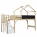 Cama alta cabaña infantil de madera de pino Cama alta cabaña infantil de madera de pino Natural/ Blanco