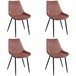 4x Silla tapizada capitoné de terciopelo SJ.0488 Rosa