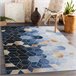 Alfombra lavable ANDRE 1216 Cubo Geométrico 160x220 Azul