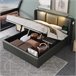 Cama de matrimonio de pu con almacenaje 165x206 Gris