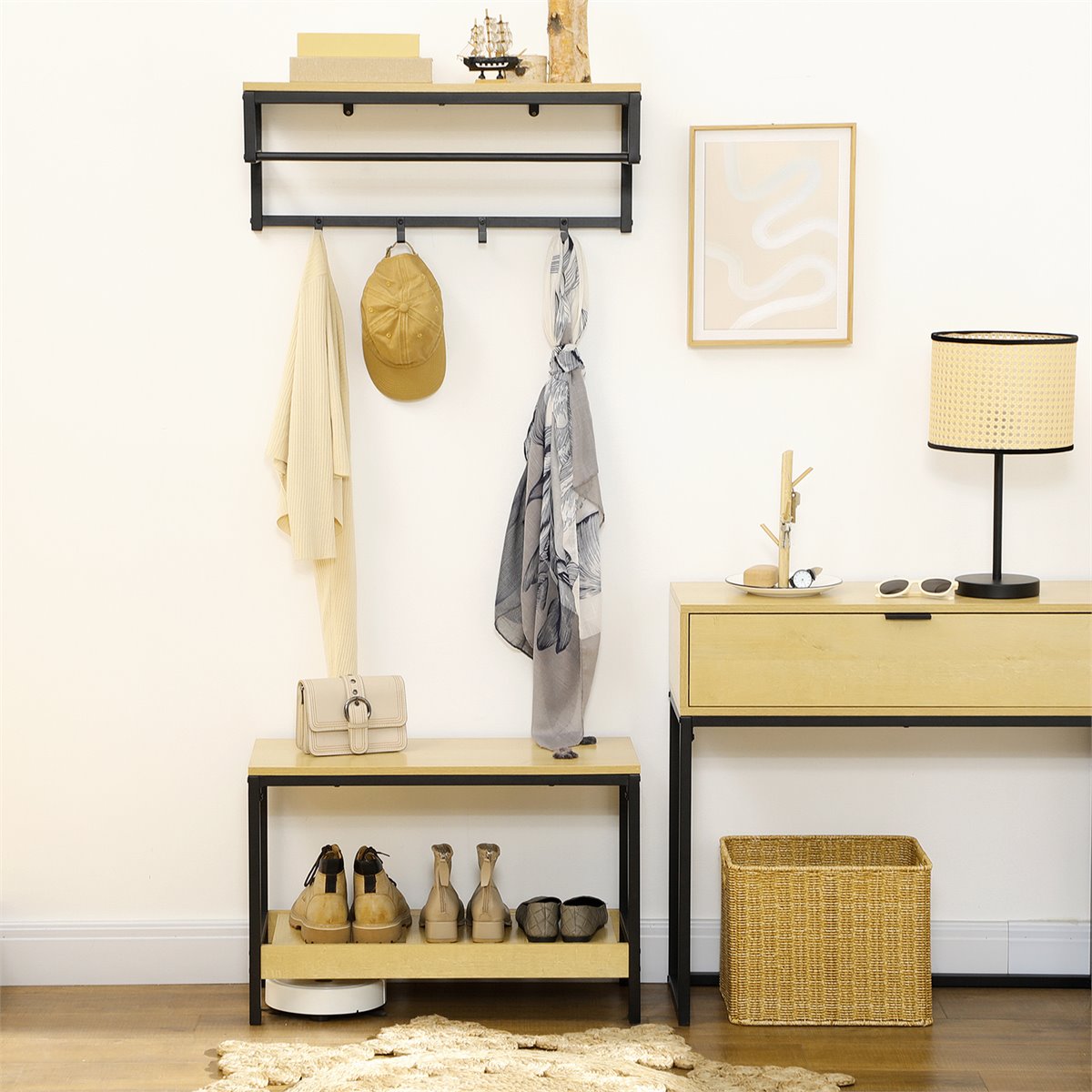 Perchero Dorado Perchero De Pared Dorado Con Estantes Estilo