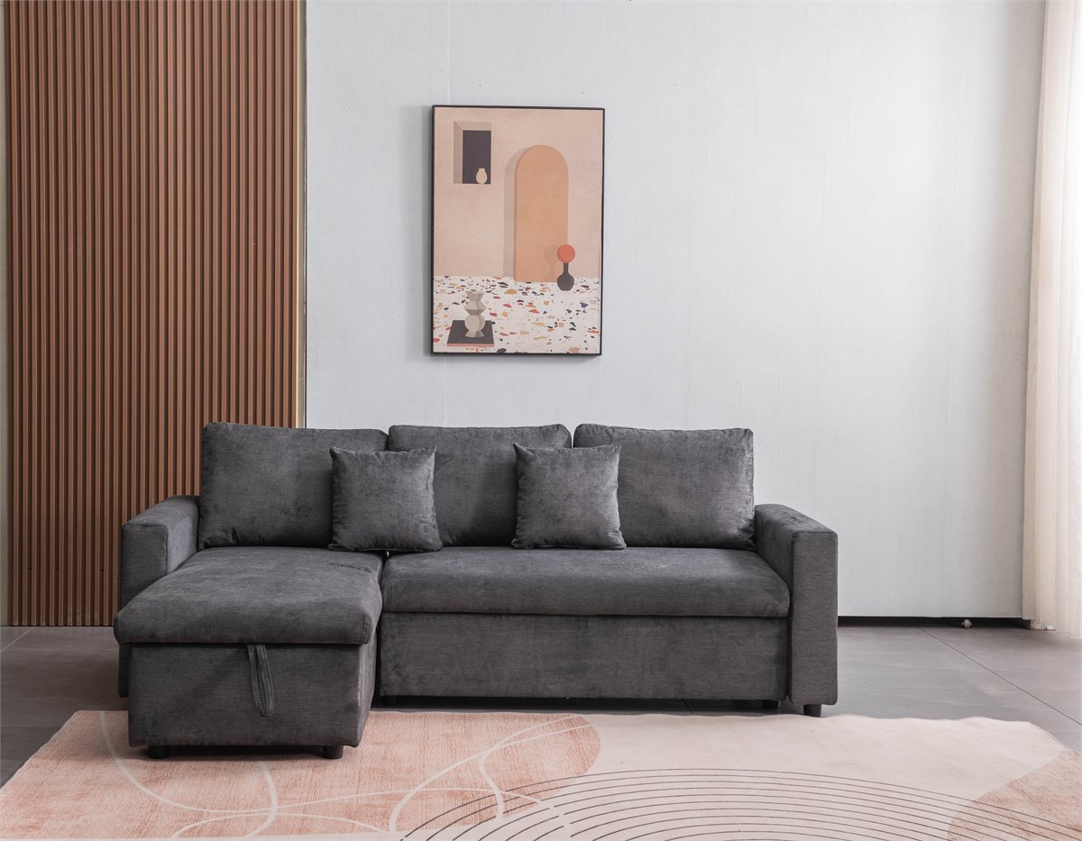 Chaise longue DRAKO reversible gris oscuro Conforama
