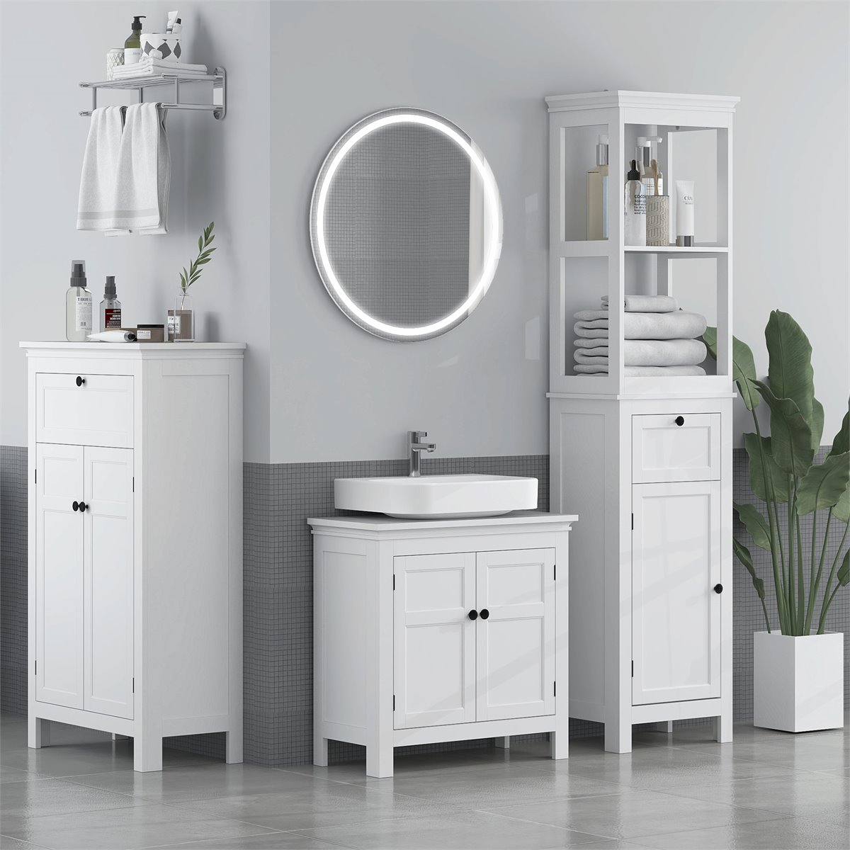 Muebles Auxiliares De Baño HOMCOM Mueble Paa Lavabo De Bau00f1o