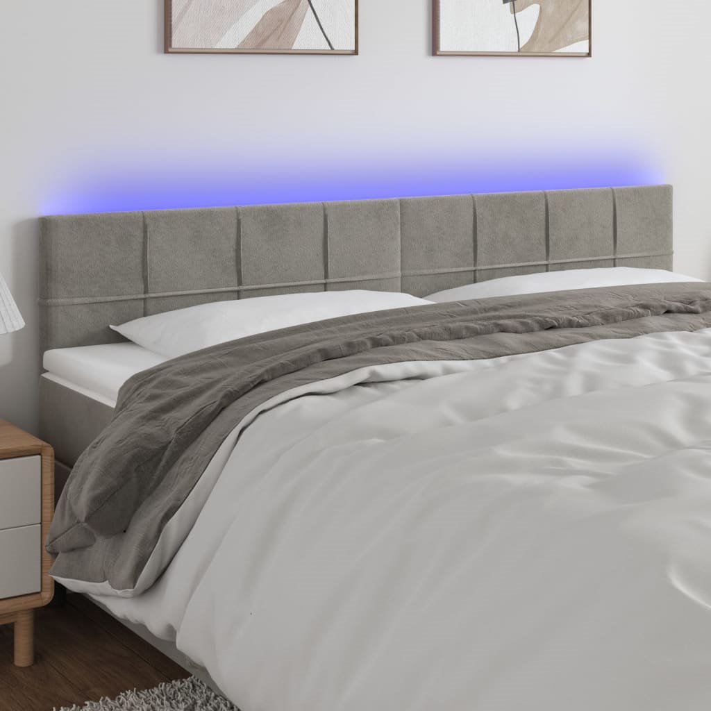 Tête De Lit à LED Gris Clair 200x5x78-88 Cm Velours - SALALIS