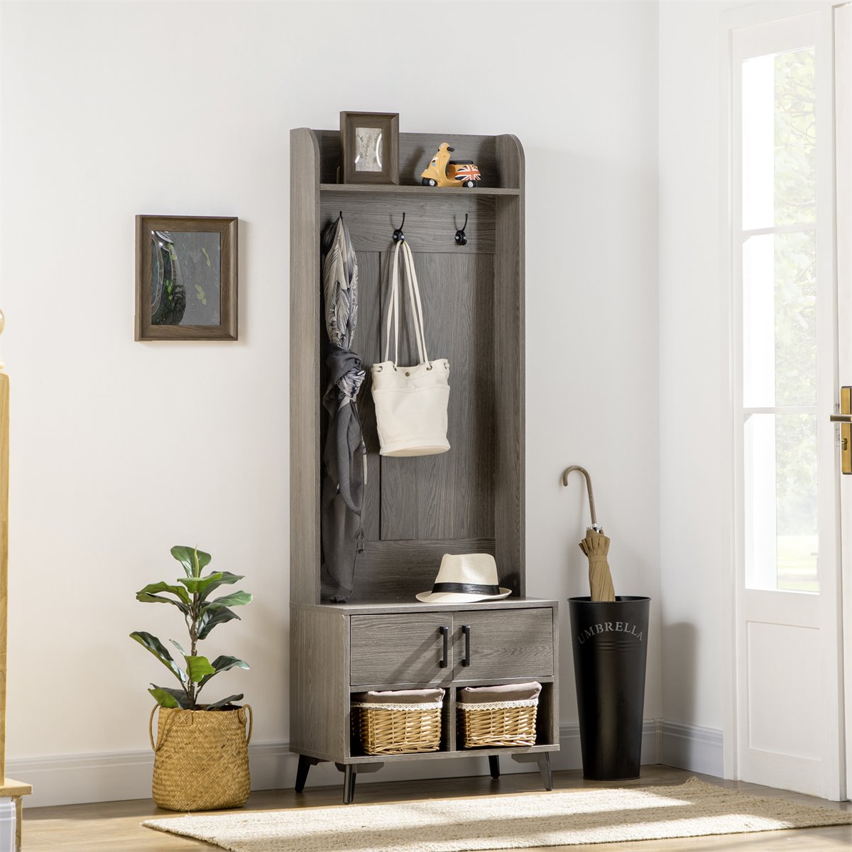 Perchero De Pie Perchero Con Zapatero HOMCOM Para Entrada