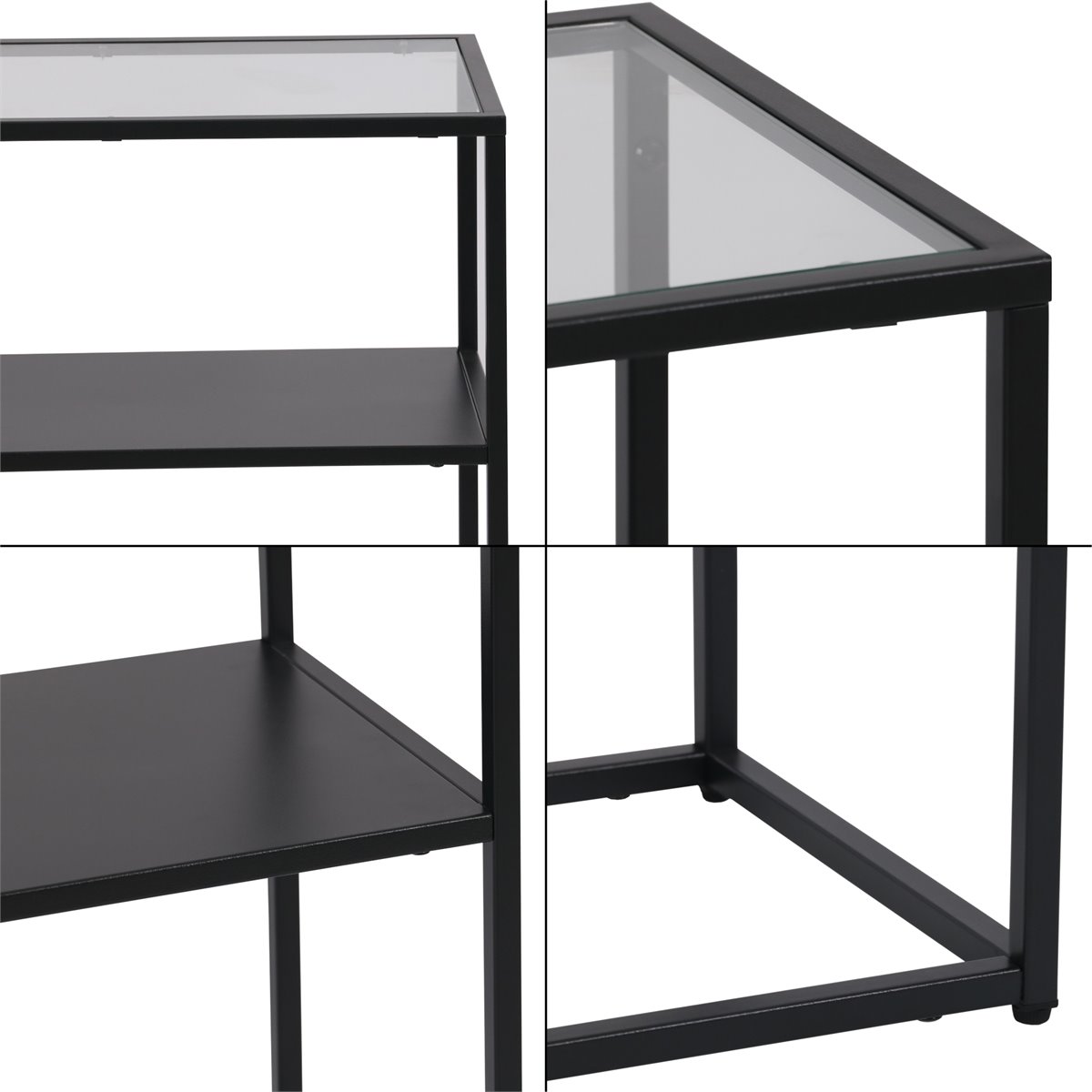 Mesa Consola Kuhmo Con Estante Adicional Tablero De Cristal Templado
