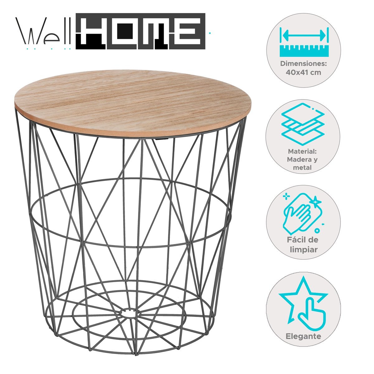 Mesa De Centro Mesa De Café Mesa Auxiliar De MDF Color Cobre 39,5 Cm