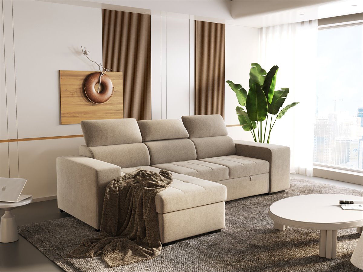 Chaise longue PHOENIX convertible en cama reversible color beige Conforama