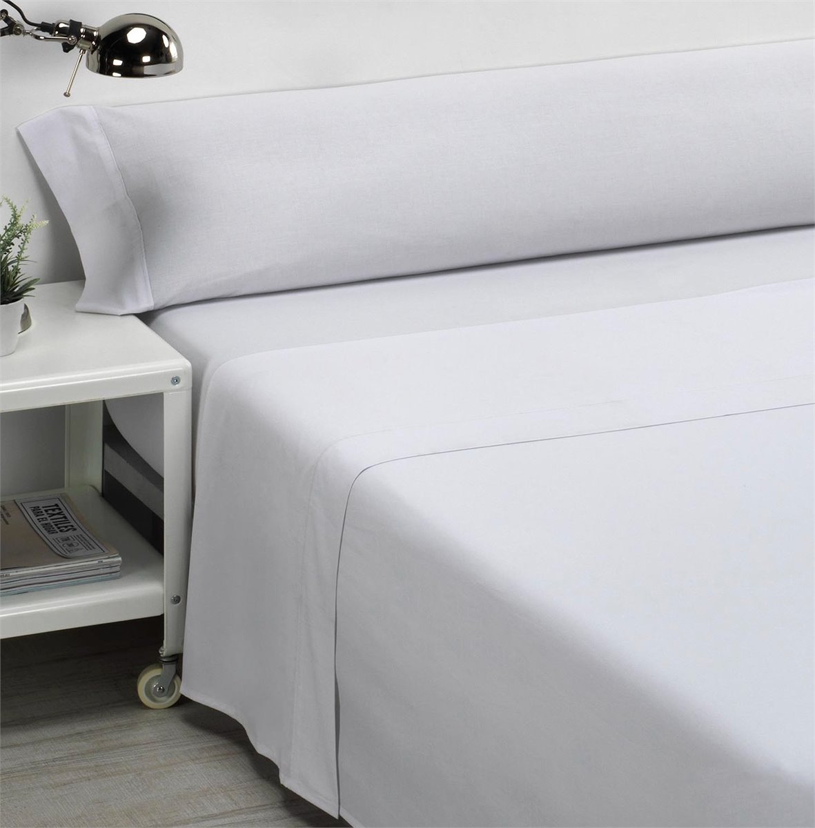 Juego de sábanas liso 100% Algodón Blanco cama de 90cm Donegal