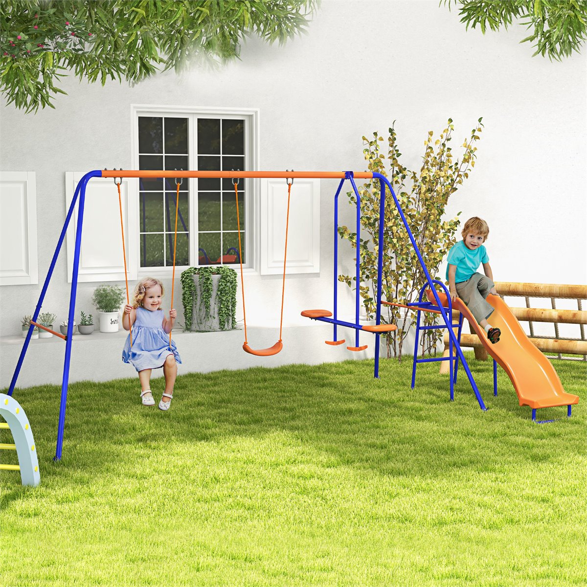 Columpio Jardin Exterior Outsunny Columpio Infantil En
